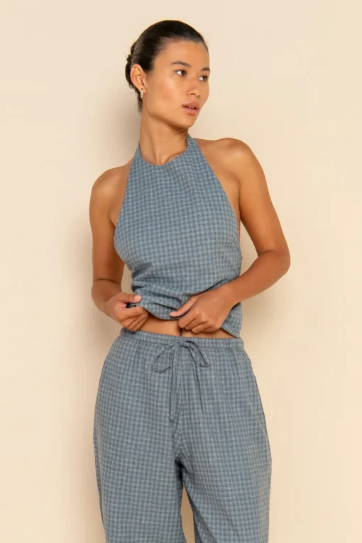 ISLA PANT - BLUE CHECK